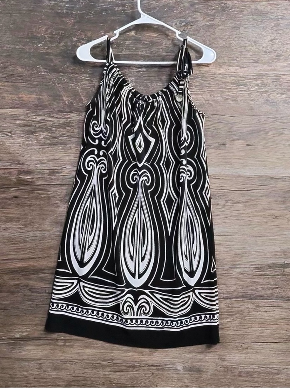 White House Black Market Black & White Printed Spaghetti-Strap Dress